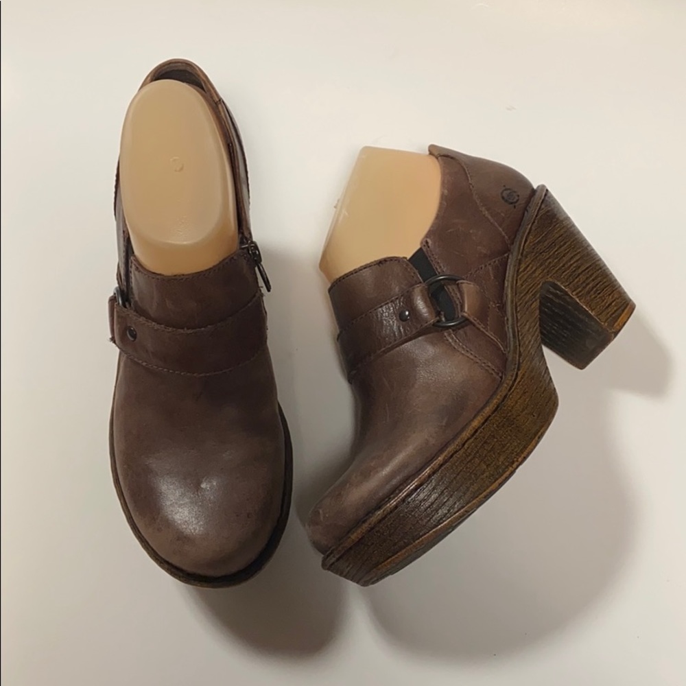 Born Haddon Brown Closed Back Platform Clogs